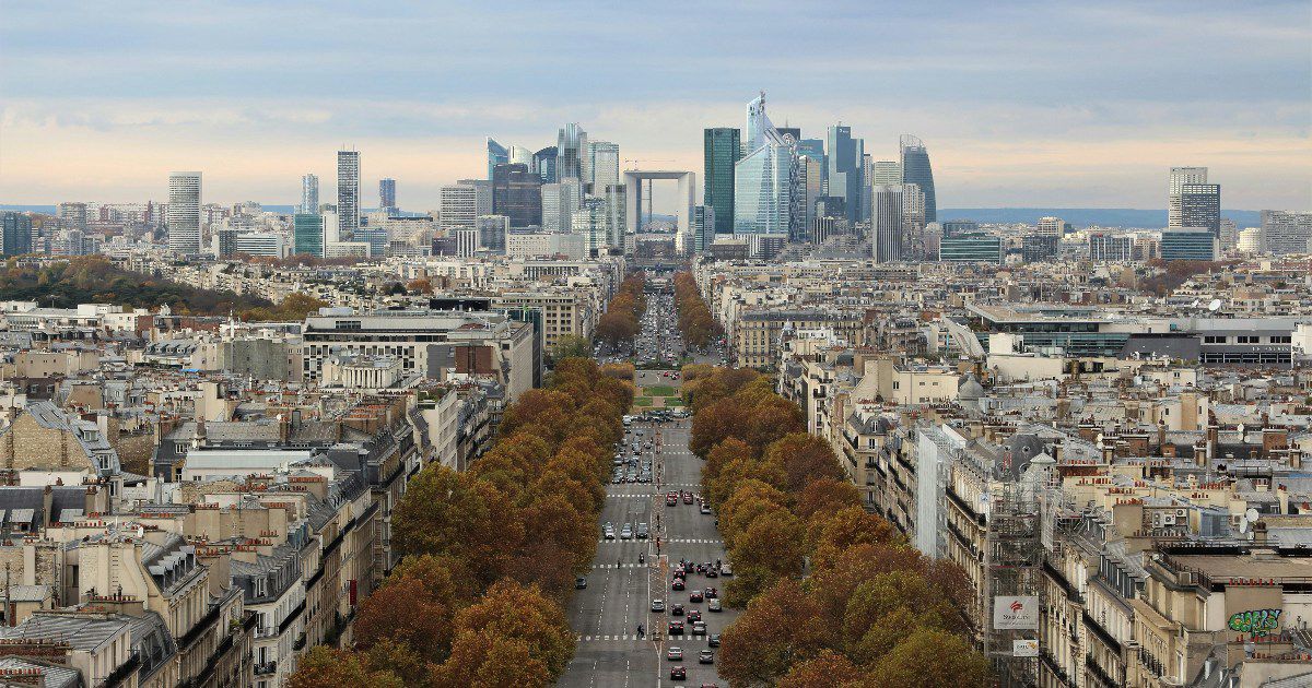 city view with high rises and an avenue